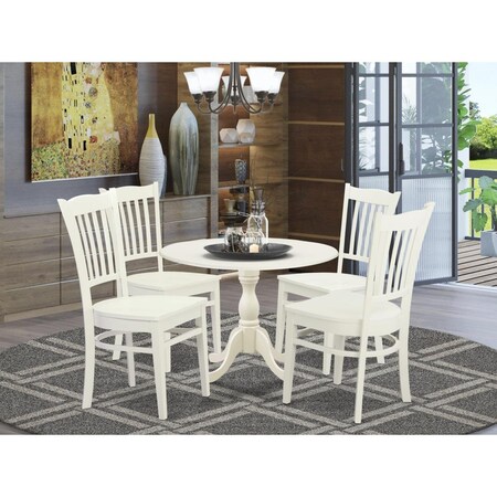 East West Furniture 5 Piece Dublin Dining Table Set - Linen White DMGR5-LWH-W